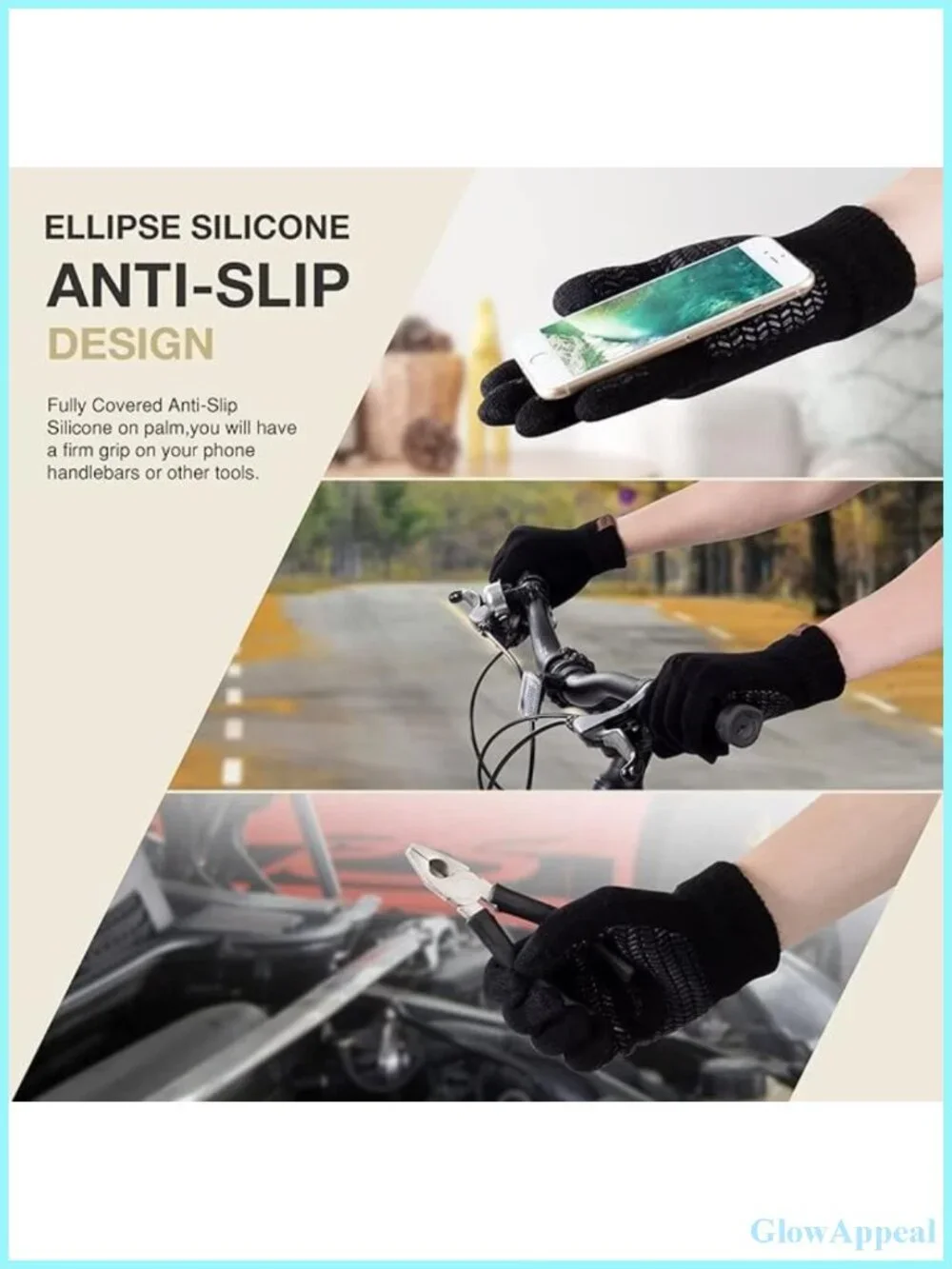 3 Pack Touchscreen Gloves for Men Women - Winter Knit Anti-slip for Driving